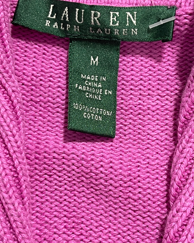 Lauren Ralph Lauren Pink Shawl Collar Cotton Cardigan