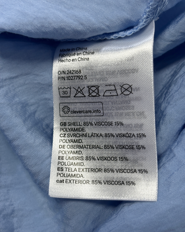 H&M Blue Tie-Waist Long Sleeve Midi Shirt Dress