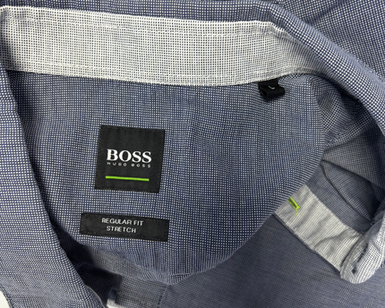 Boss Blue Regular Fit Stretch Short Sleeve Shirt