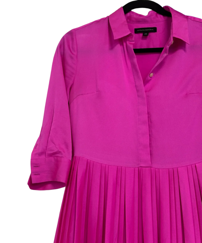 Banana Republic Pink Pleated Midi Shirt Dress