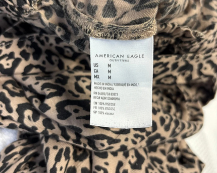 American Eagle Leopard Print Elastic Waist Viscose Pants