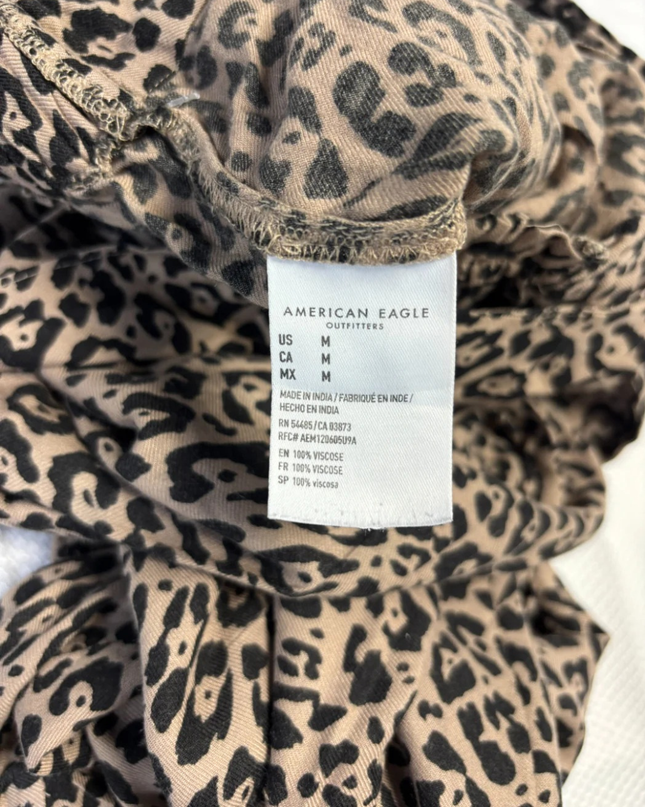 American Eagle Leopard Print Elastic Waist Viscose Pants
