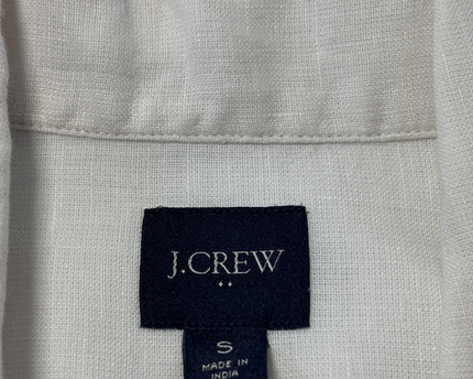 J.Crew Men's White Short Sleeve Linen Camp Collar Shirt