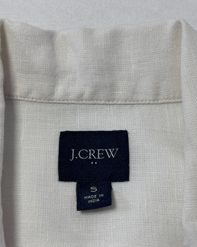 J.Crew Men's White Short Sleeve Linen Camp Collar Shirt
