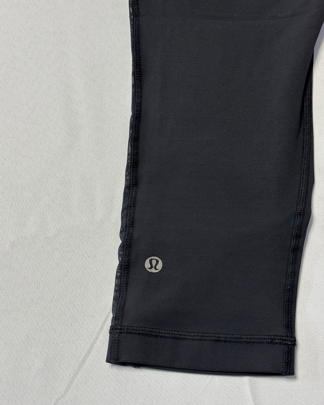 Lululemon Black Ruched Mesh Cropped Leggings