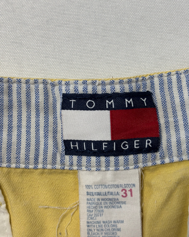 Tommy Hilfiger Yellow Pleated Cotton Chino Shorts