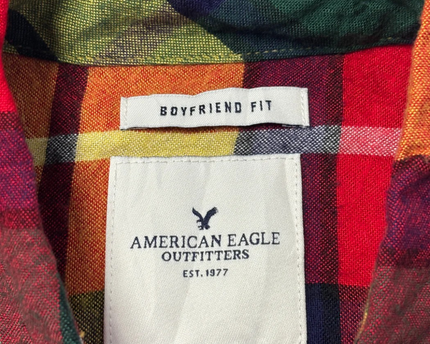 American Eagle Outfitters Multicolor Plaid Boyfriend Fit Viscose Shirt