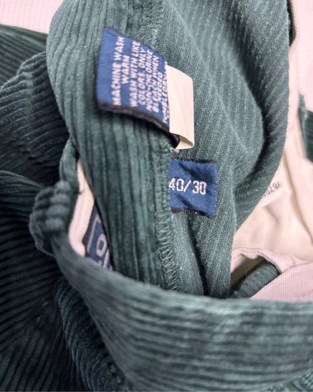 Polo Ralph Lauren Green Andrew Pant Corduroy Pleated Trousers