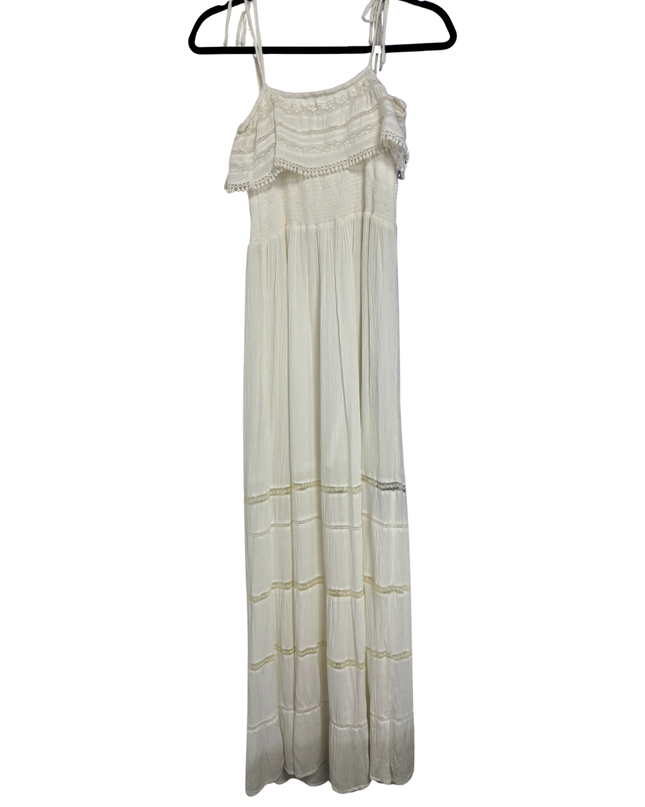 Springfield White Smocked Boho Maxi Dress