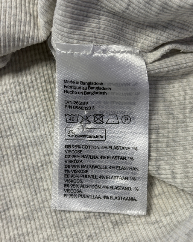 H&M Grey Ribbed Henley Short Sleeve Dress