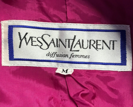 Yves Saint Laurent Magenta Vintage Wool Double-Breasted Skirt Suit