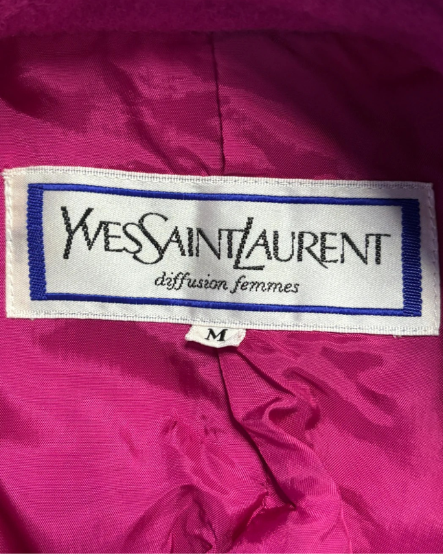 Yves Saint Laurent Magenta Vintage Wool Double-Breasted Skirt Suit