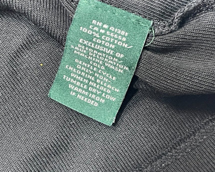 Lauren Ralph Lauren Black Ribbed Cotton T-Shirt
