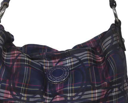 Coach Navy Blue Plaid Shoulder Bag