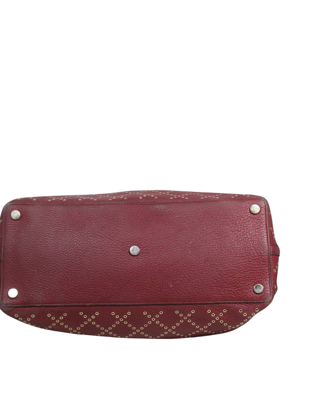 Michael Kors Burgundy Studded Eyelet Grommet Tote Bag