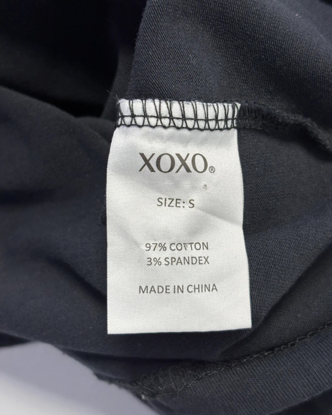 XOXO Black Long Sleeve Drawstring Hem Crop Top