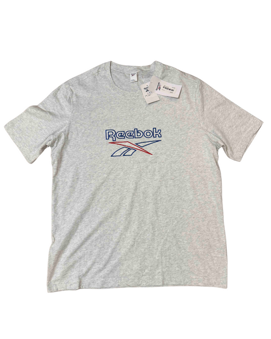 Reebok Vintage-Inspired Heather Grey Embroidered Logo T-Shirt - L | With Tags