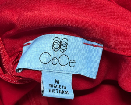 CeCe Red Flutter Sleeve Peplum Blouse