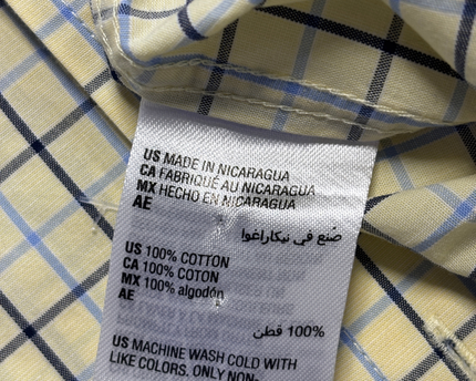 Club Room Yellow/Check Regular Fit Performance Cotton Shirt