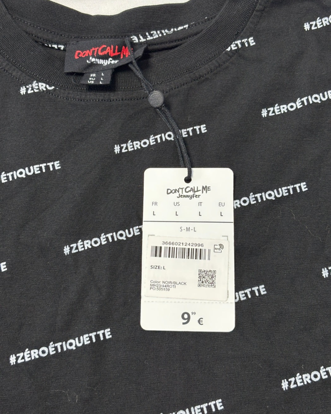 Don't Call Me Jennyfer Black Graphic All-Over Print T-Shirt W/Tags