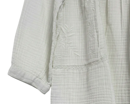 Monoprix Femme White Embroidered Double Gauze Blouse