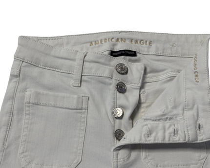 American Eagle White High-Waisted Button Fly Jegging Crop Jeans