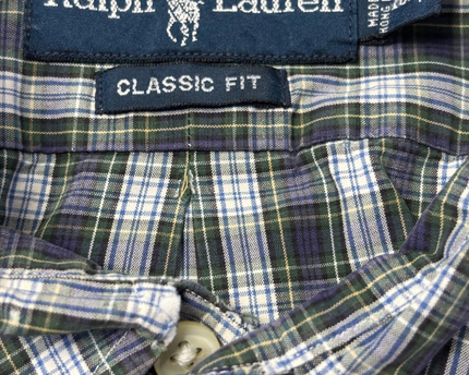 Ralph Lauren Green and Navy Plaid Classic Fit Button-Down Shirt