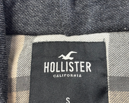 Hollister Grey Plaid Hooded Flannel Shirt