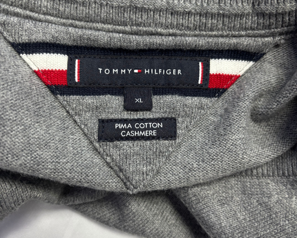 Tommy Hilfiger Grey V-Neck Pima Cotton Cashmere Sweater
