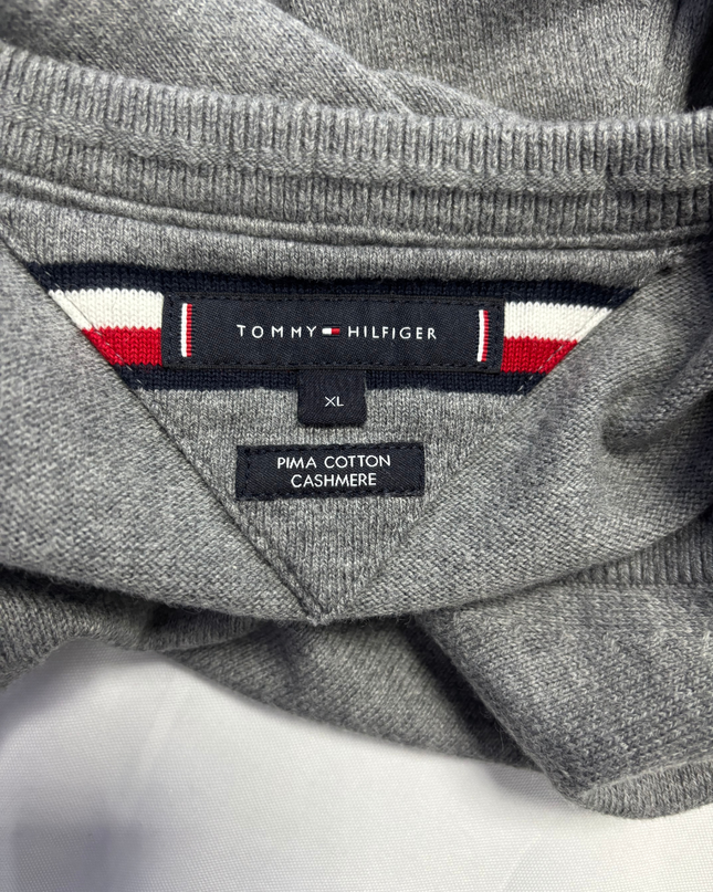 Tommy Hilfiger Grey V-Neck Pima Cotton Cashmere Sweater