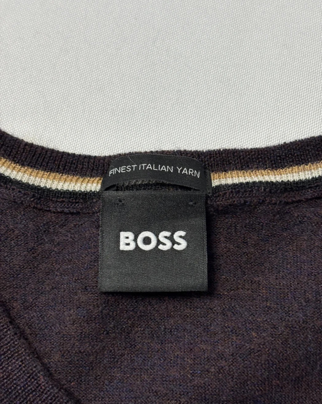 BOSS Purple Fine-Knit Crew Neck Sweater