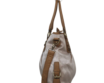 Coach Beige Signature Sateen Satchel Bag
