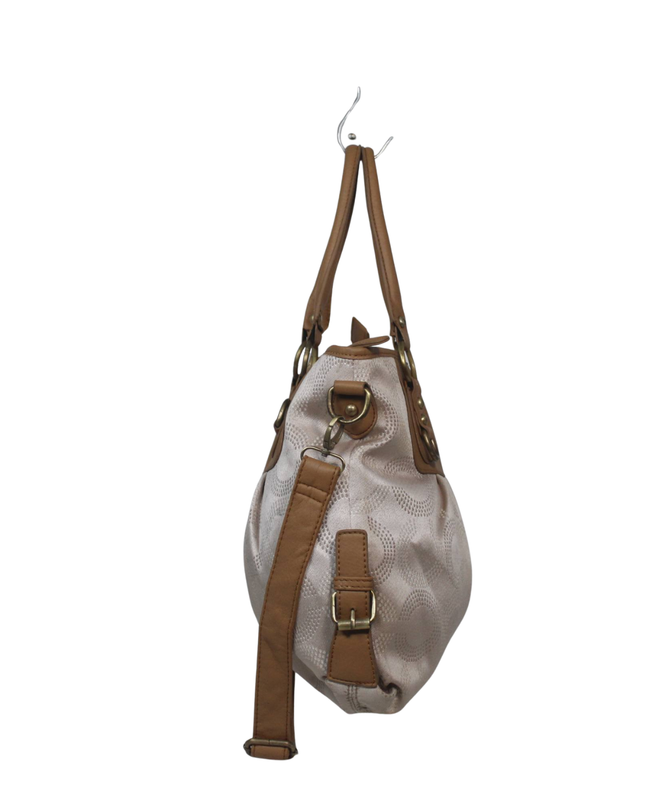 Coach Beige Signature Sateen Satchel Bag