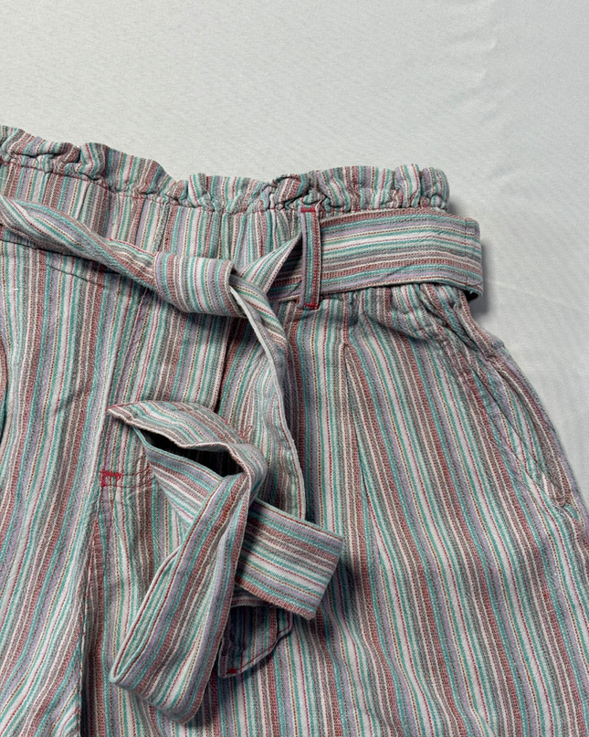 American Eagle Multicolor Striped High-Waisted Paperbag Shorts