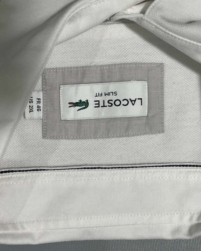 Lacoste White Slim Fit Long-Sleeve Cotton Shirt