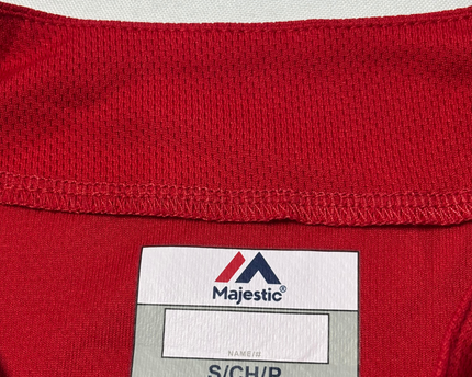 Majestic Red Oakville 32 Button-Up Baseball Jersey