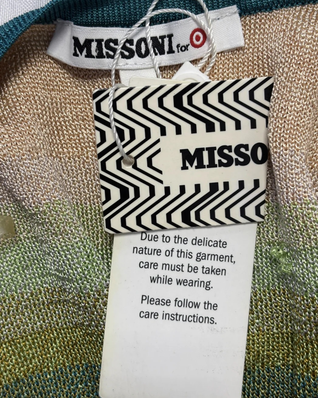 Missoni Green Zigzag Knit Tie-Waist Overcoat W/Tags