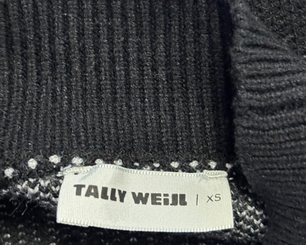 TALLY WEiJL Black Argyle Mock Neck Sweater