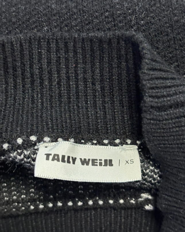 TALLY WEiJL Black Argyle Mock Neck Sweater