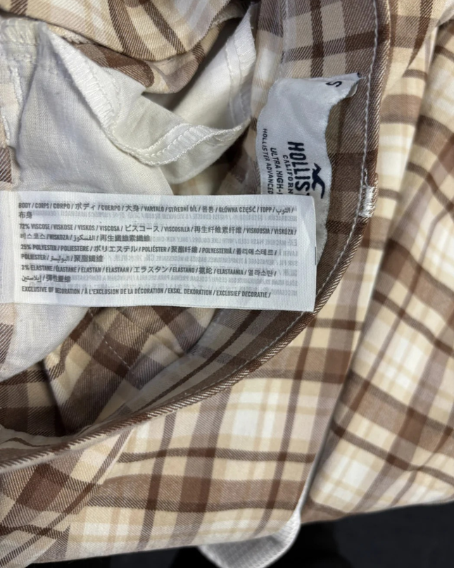 Hollister Brown Plaid Ultra High-Rise Flare Pants