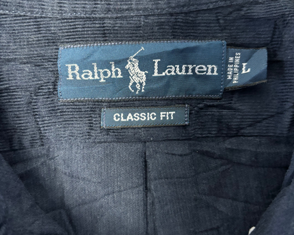 Ralph Lauren Navy Blue Corduroy Classic Fit Button-Down Shirt