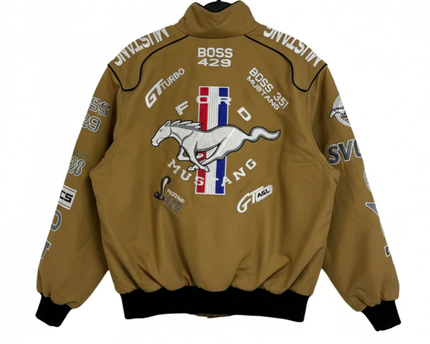 Reworked Tan Ford Mustang NASCAR Racing Jacket
