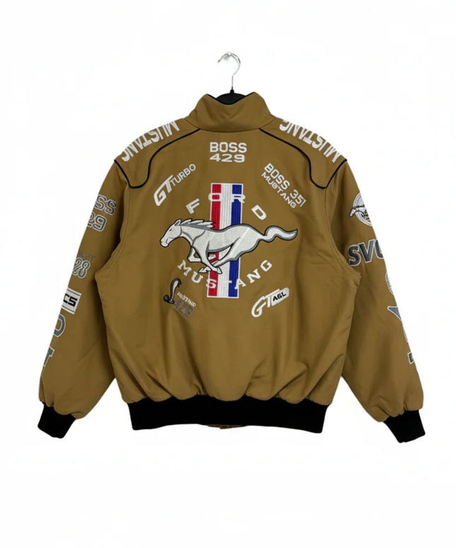Reworked Tan Ford Mustang NASCAR Racing Jacket