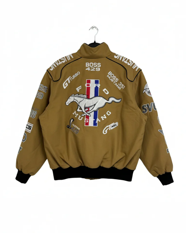 Reworked Tan Ford Mustang NASCAR Racing Jacket