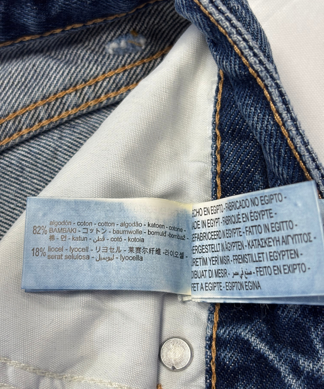 Zara Blue High-Rise Wide Leg Jeans with Raw Hem