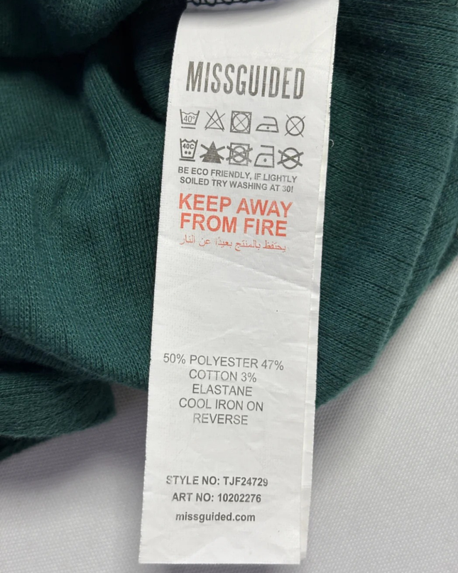 Missguided Dark Green Ribbed V-Neck Short Sleeve Bodysuit