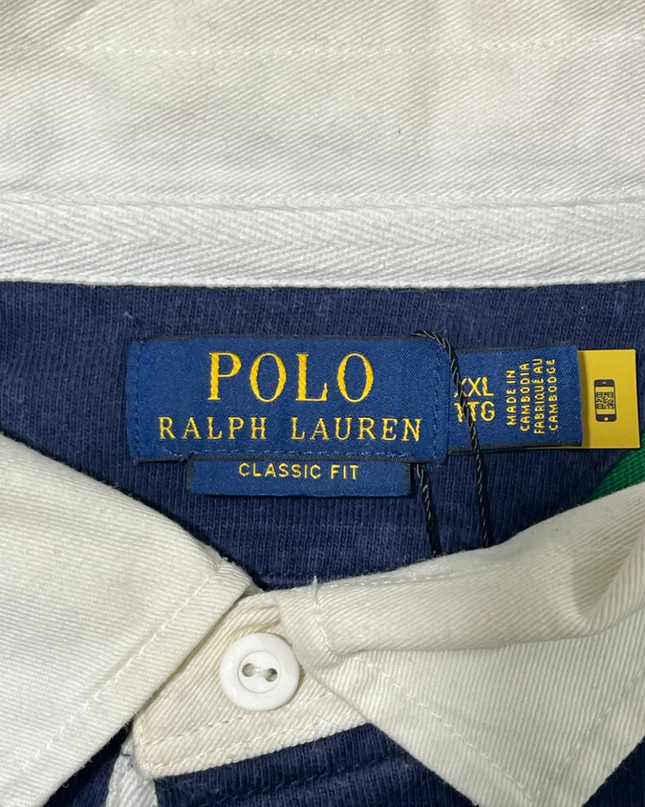 Polo Ralph Lauren Green/Navy Blue Long-Sleeve Rugby Polo Shirt