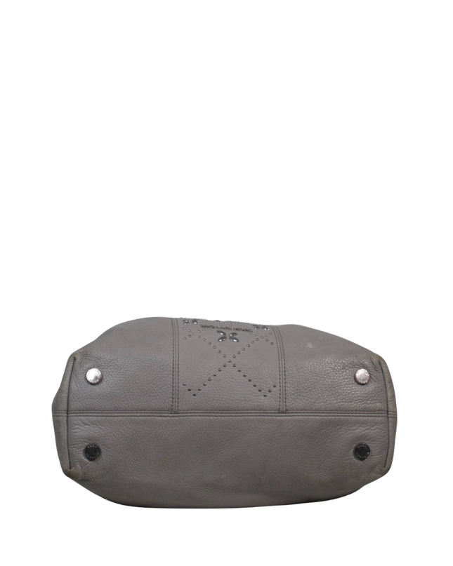 Michael Kors Grey Studded Pebbled Leather Hobo Bag