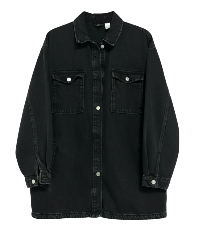 H&M Divided Black Oversized Denim Jacket