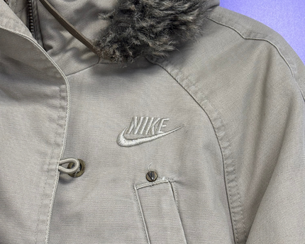 Nike Tan Faux Fur Trimmed Hooded Bomber Jacket